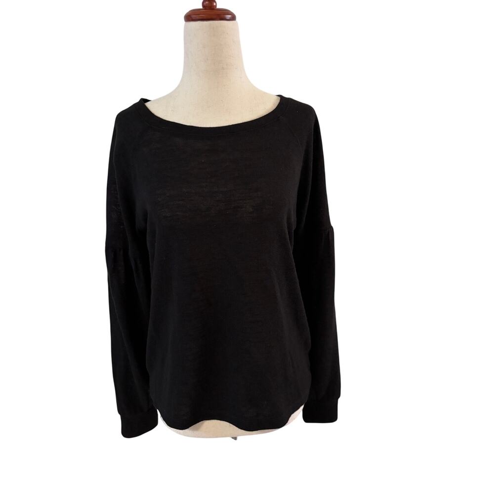 Sanctuary Black Lightweight Sweater Small Drop Shoulder Puff Sleeve